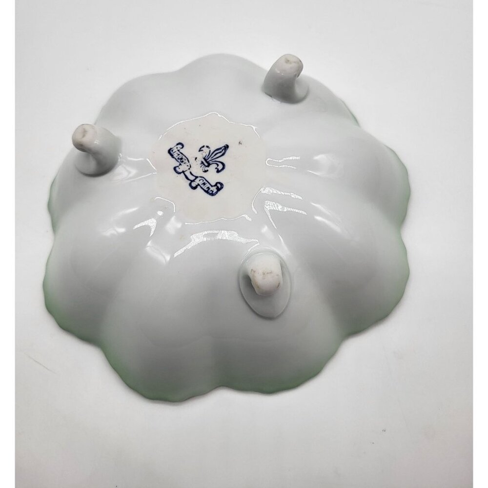 Limoges Porcelain Footed Candy Dish Floral Gold Trim Scalloped Decorative VTG - Picture 4 of 9